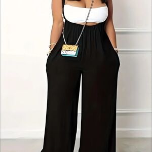 Elegant Black High-Waisted Jumpsuit with Flowing Silhouette